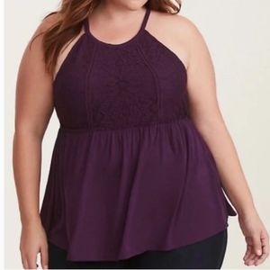 Torrid size 2 Purple floral Babydoll Top